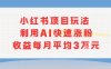 小红书商单项目新玩法，利用AI快速涨粉收益每月平均3W
