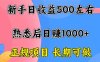 新手日收益500+ 正规项目 长期可做