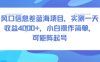 风口信息差蓝海项目，实测一天收益4k+，小白操作简单，可矩阵起号