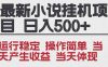 2025全新小说挂机项目 年前吃肉 操作简单，单机当天收益1000+，收益无上限，可矩阵操作