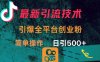 最新引流方法，引爆全平台的一个创业粉，简单操作日引300+