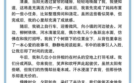 小学生必写『充实快乐的暑假』优秀范文-小升初语文