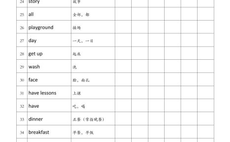 四年级上册译林版英语艾宾浩斯记忆