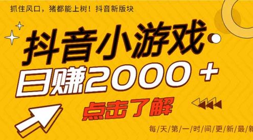 2025年爆火的抖音小游戏项目，一部手机日入2000+