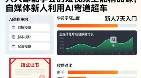人人都能学会的短视频全能精品课，自媒体新人利用AI弯道超车