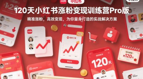 120天小红书涨粉变现训练营Pro版，​精准涨粉，高效变现​，为你量身打造的实战解决方案