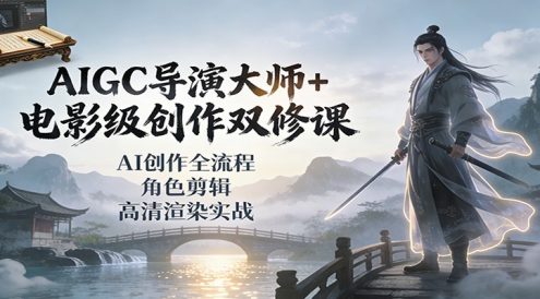 AIGC导演大师+电影级创作双修课：AI创作全流程、角色剪辑、高清渲染实战
