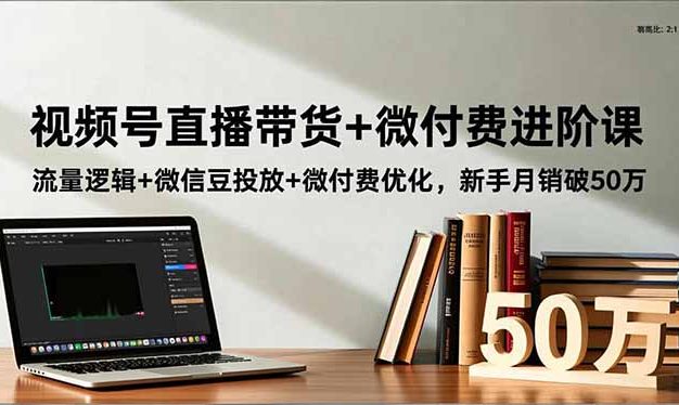 视频号直播带货+微付费进阶课:流量逻辑+微信豆投放+微付费优化,新手月销破50万
