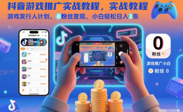 抖音游戏推广实战教程,游戏发行人计划,0粉丝变现,小白轻松日入3张