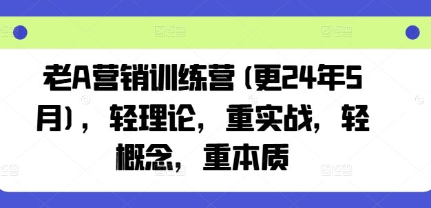 老A营销训练营(更25年10月),轻理论,重实战,轻概念,重本质