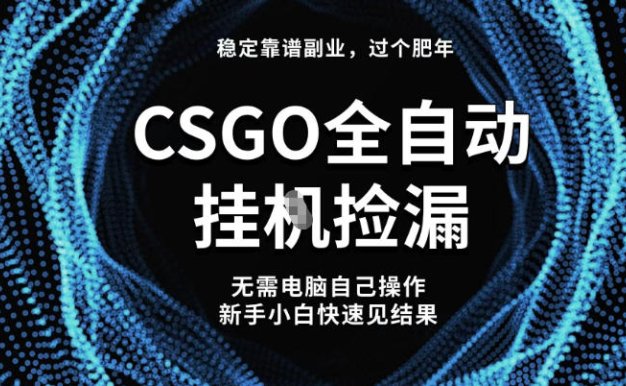【稳定副业】全球最热门游戏CSGO全自动捡漏,最新玩法,新手小白日入5张+【揭秘】