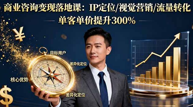 商业咨询变现落地课:IP定位/视觉营销/流量转化,单客单价提升300%