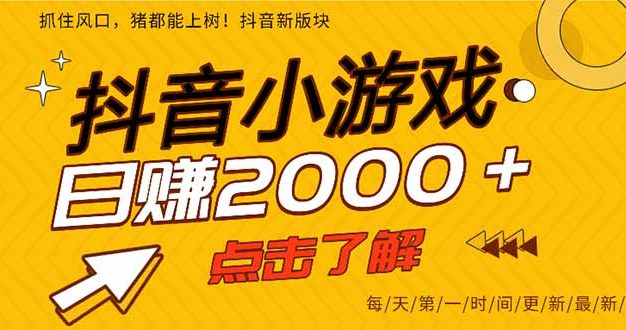 2025年爆火的抖音小游戏项目,一部手机日入2000+