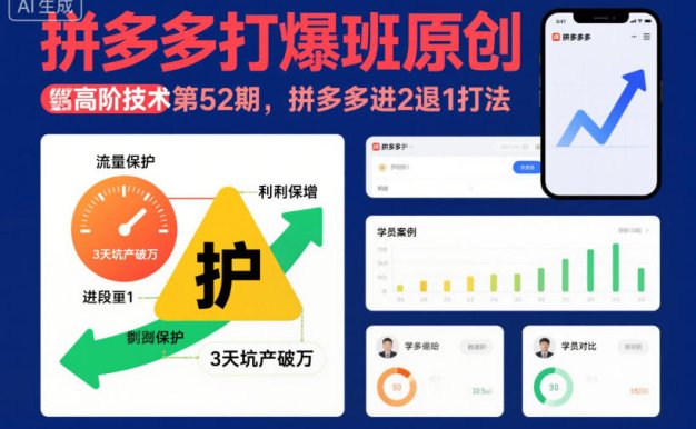 拼多多打爆班原创高阶技术第52期,拼多多进2退1打法