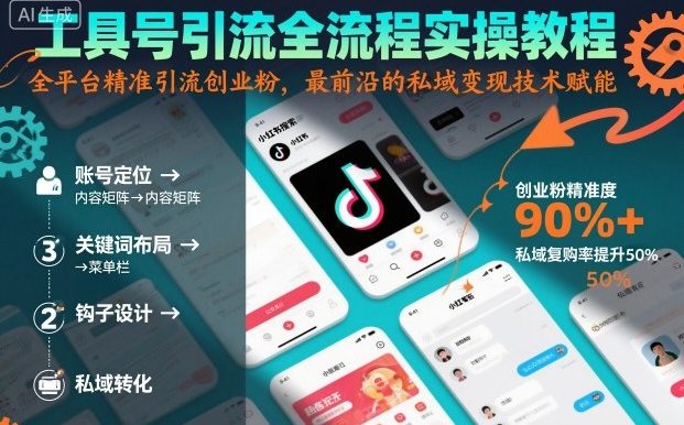 工具号引流全流程保姆级实操教程,全平台精准引流创业粉,最前沿的私域变现技术赋能