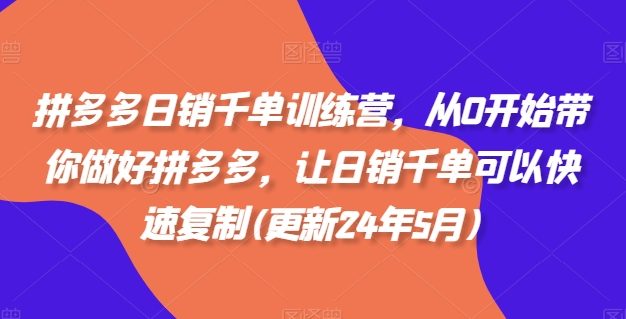 拼多多日销千单训练营，从0开始带你做好拼多多，让日销千单可以快速复制(更新25年3月)