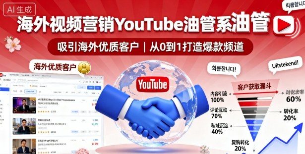 海外视频营销YouTube油管系列课程,吸引海外优质客户