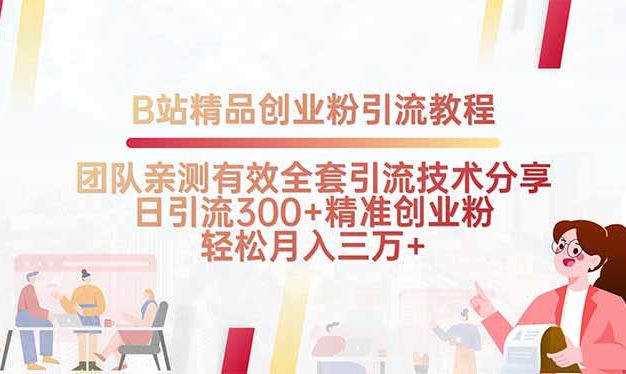 B站精品创业粉引流教程,团队亲测有效全套引流技术分享,日引流300+精…