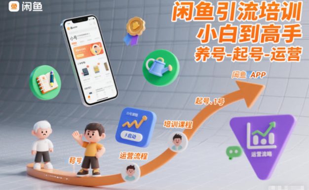 闲鱼引流培训,小白到高手,养号-起号-运营