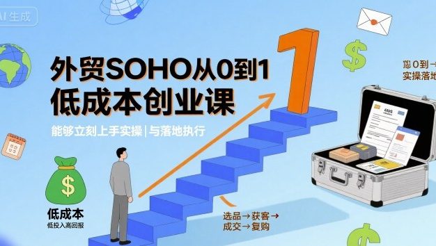 外贸SOHO从0到1低成本创业课,能够立刻上手实操与落地执行