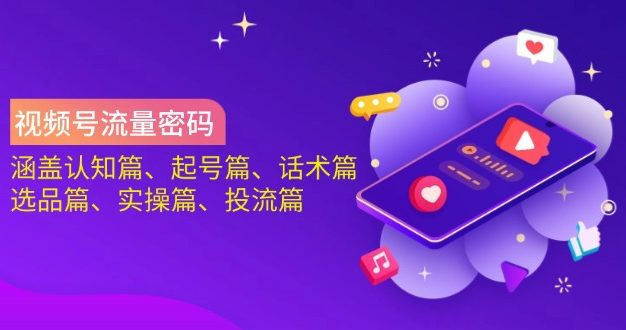 视频号流量密码:涵盖认知篇、起号篇、话术篇、选品篇、实操篇、投流篇