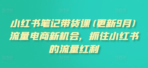 小红书笔记带货课(更新25年3月)流量电商新机会，抓住小红书的流量红利