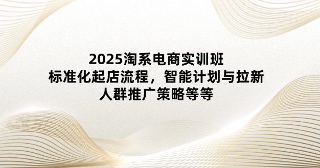 2025淘系电商实训班：标准化起店流程，智能计划与拉新，人群推广策略等等