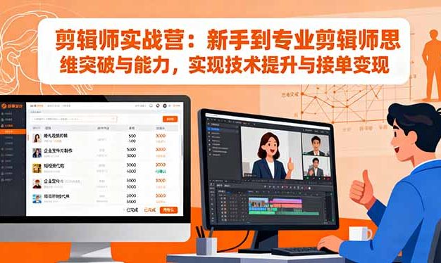 剪辑师实战营:新手到专业剪辑师思维突破与能力,实现技术提升与接单变现