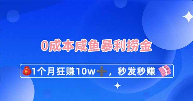 0成本闲鱼暴利捞金,1个月狂赚10W+,秒发秒赚新玩法