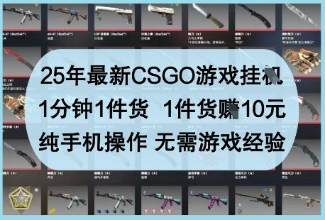 25年最新CSGO游戏挂G，1分钟1件货，1件货挣10元，纯手机操作，无需游戏经验【揭秘】