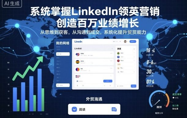 系统掌握LinkedIn领英营销,创造百万业绩增长,从思维到获客,从沟通到成交,系统化提升外贸能力
