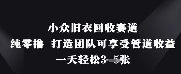 小众旧衣回收赛道,纯零撸 打造团队可享受管道收益,一天轻松3张