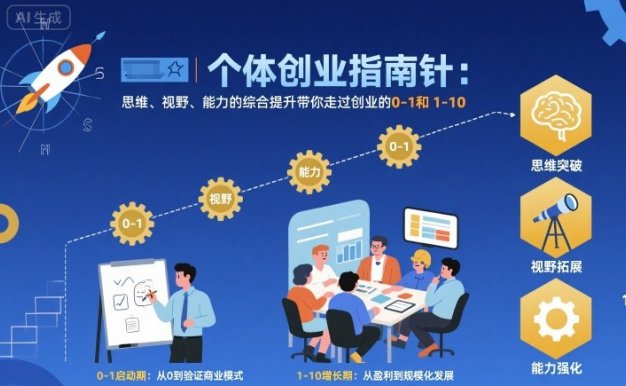 个体创业指南针,思维、视野、能力的综合提升带你走过创业的0-1和1-10【音频】