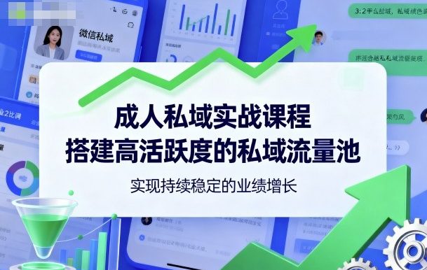 成人私域实战课程,搭建高活跃度的私域流量池,实现持续稳定的业绩增长