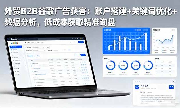 外贸B2B 谷歌广告获客:账户搭建+关键词优化+数据分析 低成本获取精准询盘