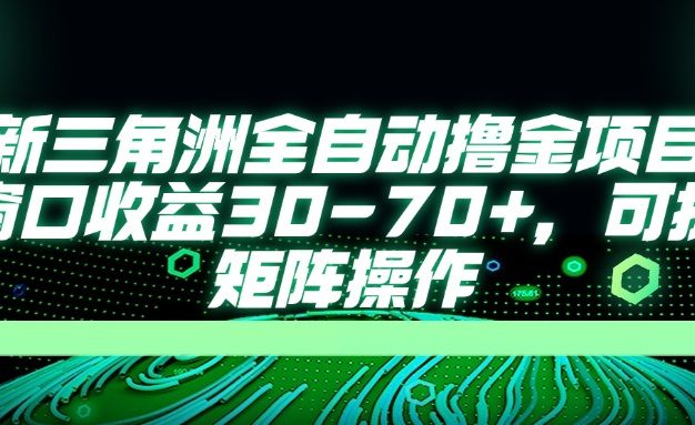 最新三角洲全自动撸金项目，单窗口收益30-70+，可批量矩阵操作