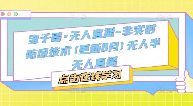 宝子哥·无人直播-非实时防风技术(更新25年12月)无人半无人直播