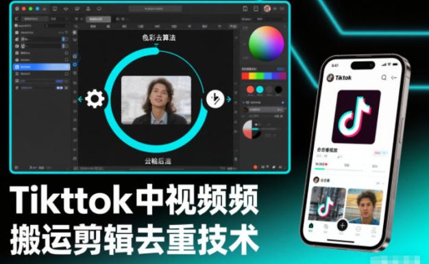 Tiktok中视频纯搬运剪辑去重技术,外来技术,自行测试