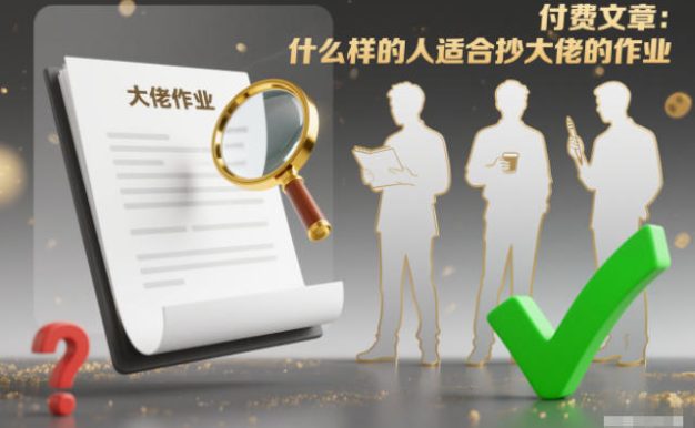 付费文章:什么样的人适合抄大佬的作业?