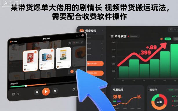 某带货爆单大佬用的剧情长视频带货搬运玩法,需要配合收费软件操作