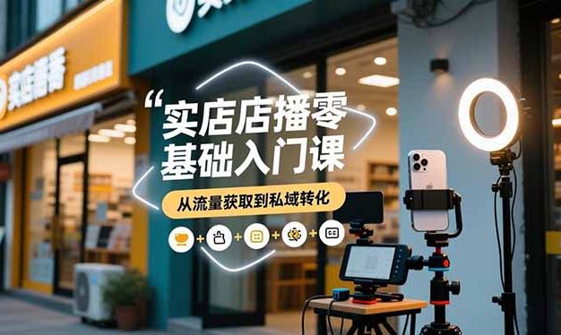 实体店播零基础入门课,实体店+短视频+直播+微信生态+私域社群,从流量获取到私域转化
