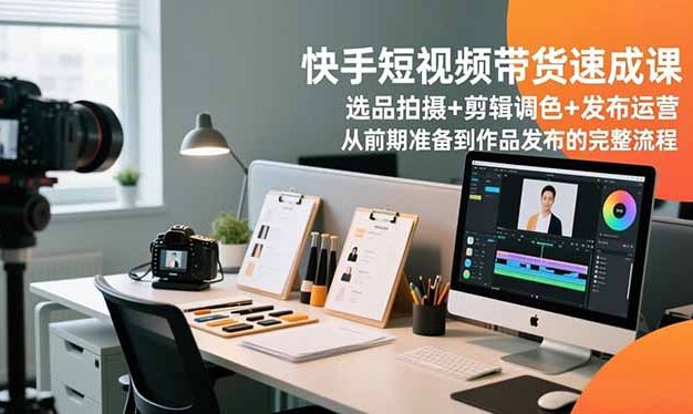 快手短视频带货速成课,选品拍摄+剪辑调色+发布运营,从前期准备到作品发布的完整流程