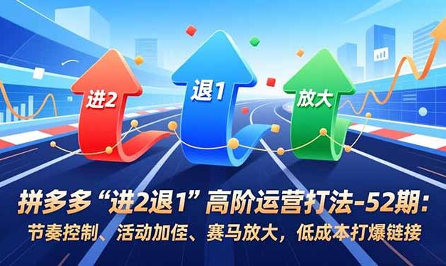 拼多多“进2退1”高阶运营打法-52期:节奏控制、活动加权、赛马放大,低成本打爆链接