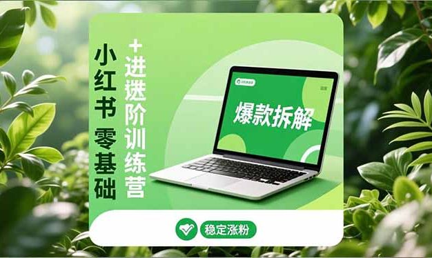 小红书零基础+高阶训练营:安全养号、爆款拆解、长效运营,实现稳定涨粉与变现
