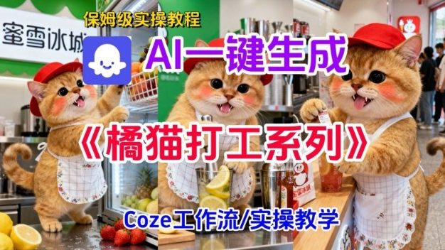 Coze扣子工作流一键生成胖橘猫打工短视频,保姆级实操搭建教学