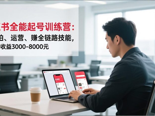 小红书全能起号训练营:写、拍、运营、赚全链路技能,新手月收益3000-8000元