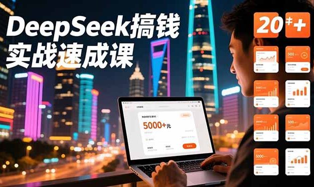 DeepSeek搞钱实战速成课,20+内容模板、剪辑发布、带货闭环,首月收益超过5000元