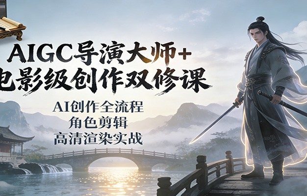AIGC导演大师+电影级创作双修课：AI创作全流程、角色剪辑、高清渲染实战